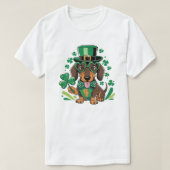 Gelukkige teckel St Patrick's Day Dog T-shirt (Design voorkant)
