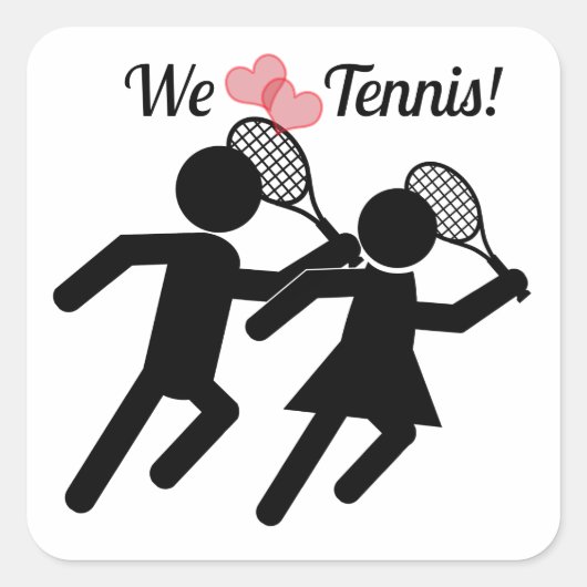 Gelukkige Tennisdag Vierkante Sticker (Voorkant)