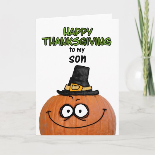 Gelukkige Thanksgiving aan mijn Zoon Feestdagen Kaart (Voorkant)