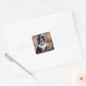 Gelukkige Thanksgiving Berner Berg Hond Pelgrim Vierkante Sticker (Envelop)