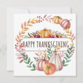 Gelukkige Thanksgiving bladpompoenkrans Kaart (Voorkant)