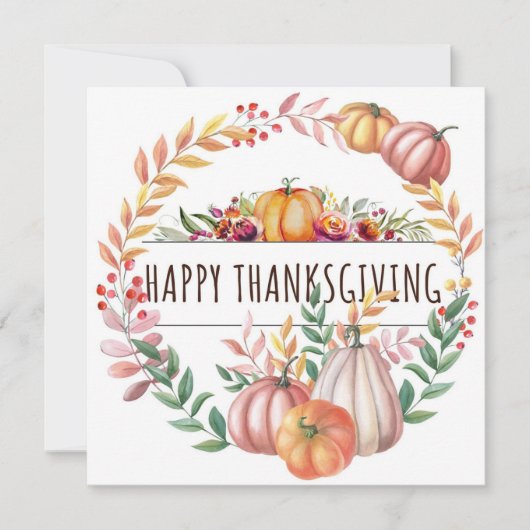 Gelukkige Thanksgiving bladpompoenkrans Kaart (Voorkant)