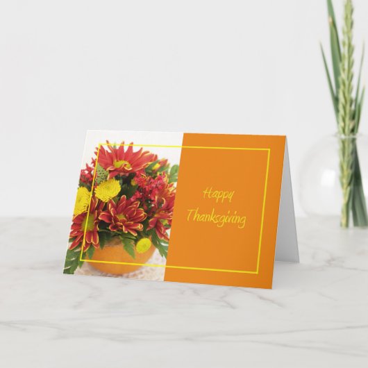 Gelukkige Thanksgiving Bloemen Feestdagen Kaart (Voorkant)