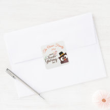 Gelukkige Thanksgiving dag cute uil stickers blad