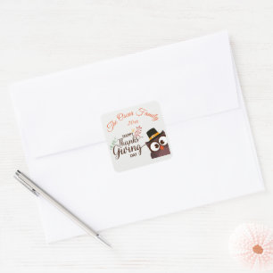 Gelukkige Thanksgiving dag cute uil stickers blad