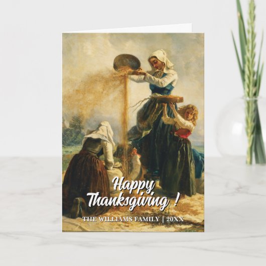Gelukkige Thanksgiving Drie Vrouwen Oogst Roussin Kaart (Voorkant)