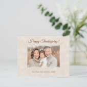 Gelukkige Thanksgiving Familiefoto Elegant Neutraa Feestdagenkaart (Staand voorkant)