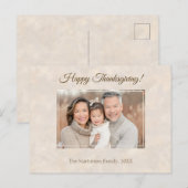 Gelukkige Thanksgiving Familiefoto Elegant Neutraa Feestdagenkaart (Voorkant / Achterkant)