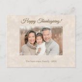 Gelukkige Thanksgiving Familiefoto Elegant Neutraa Feestdagenkaart (Voorkant)