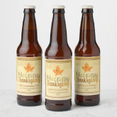 Gelukkige Thanksgiving, herfstbladeren Bier Etiket (Flessen)