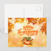 Gelukkige Thanksgiving herfstbladeren en pompoen Feestdagenkaart (Voorkant / Achterkant)