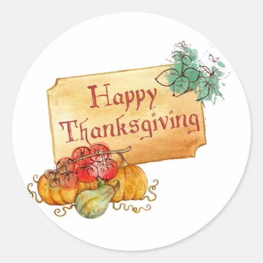 Gelukkige Thanksgiving illustratie Ronde Sticker (Voorkant)