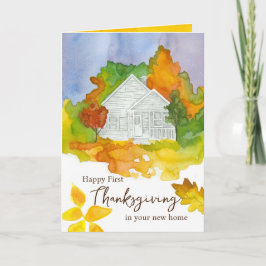 Gelukkige Thanksgiving in uw nieuwe huis herfst bo Kaart
