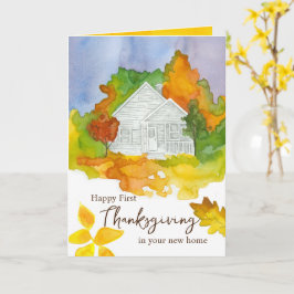 Gelukkige Thanksgiving in uw nieuwe huis herfst bo Kaart