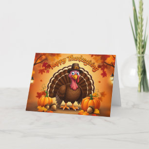 gelukkige thanksgiving kalkoen feestdagen kaart