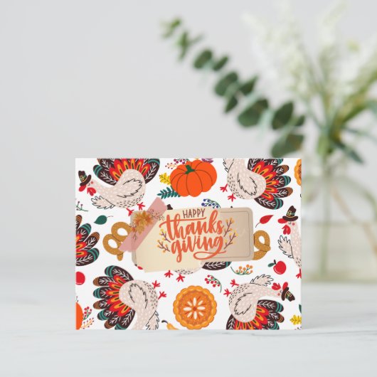 Gelukkige Thanksgiving kalkoenen en pompoenen Feestdagenkaart (Staand voorkant)
