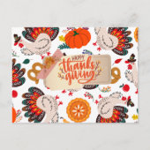 Gelukkige Thanksgiving kalkoenen en pompoenen Feestdagenkaart (Voorkant)