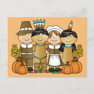 Gelukkige Thanksgiving kinderen Feestdagenkaart
