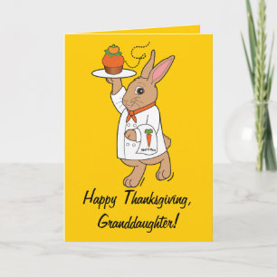 Gelukkige Thanksgiving kleindochter Bunny en Cupca Feestdagen Kaart