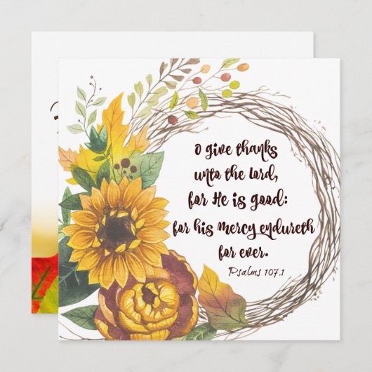 Gelukkige Thanksgiving met Het Vers van de kjv- Feestdagenkaart (Voorkant / Achterkant)