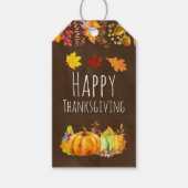 Gelukkige Thanksgiving met Pompoenen en Foliage Cadeaulabel (Voorkant)