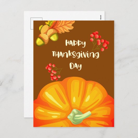 Gelukkige Thanksgiving met Schattigee Pompoen en P Feestdagenkaart (Voorkant / Achterkant)