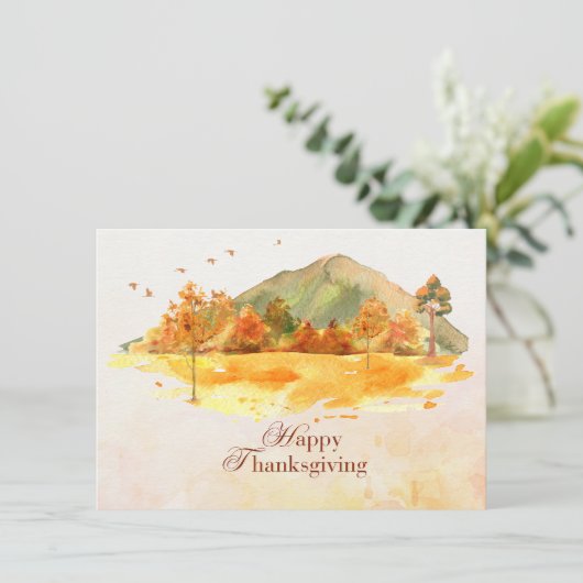 Gelukkige Thanksgiving mooie landschap herfst Feestdagenkaart (Staand voorkant)
