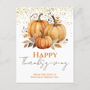 Gelukkige Thanksgiving pompoen Business Feestdagenkaart