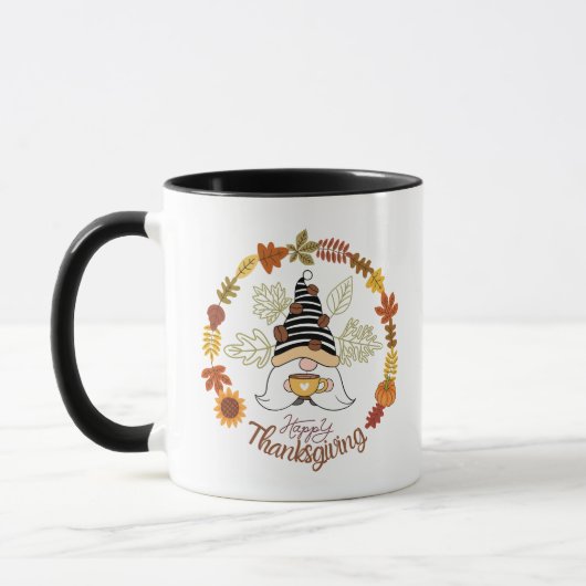 Gelukkige Thanksgiving Pompoen Gnome Koffie Autum  Mok (Links)