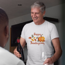 Gelukkige Thanksgiving Pompoen Herfst bladeren Pla T-shirt