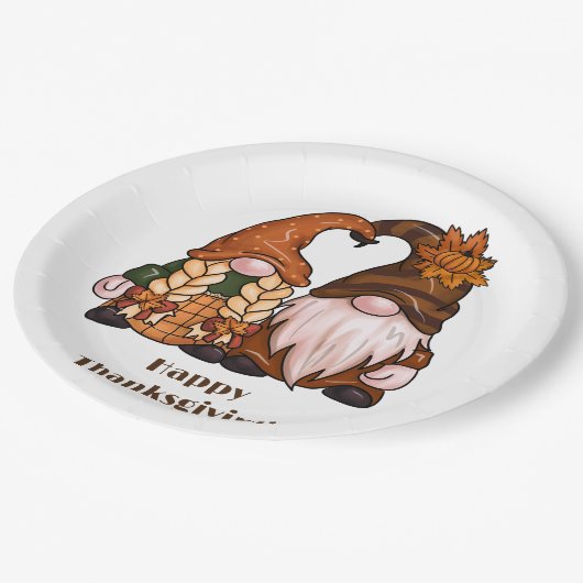 Gelukkige Thanksgiving Scandinavische Gnomen Papieren Bordje (Gekanteld)