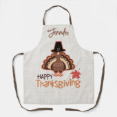 Gelukkige Thanksgiving Schattigee Pelgrim Turkije Schort (Voorkant)