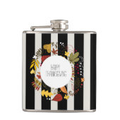 Gelukkige Thanksgiving strepen en krans Heupfles (Voorkant)