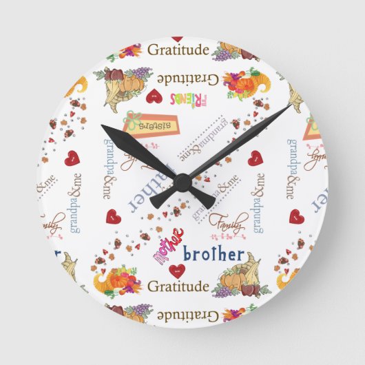 Gelukkige Thanksgiving Time Clock Ronde Klok (Voorkant)