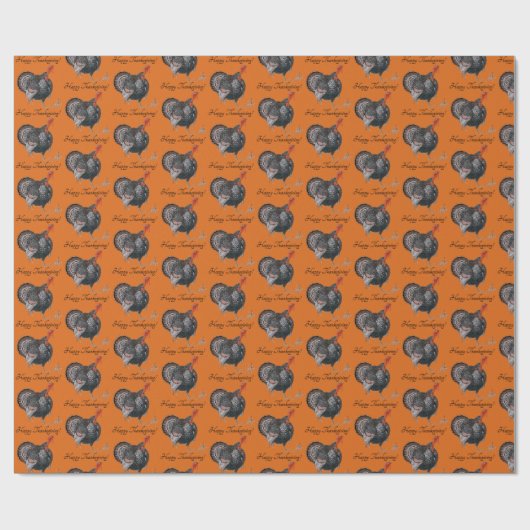 Gelukkige Thanksgiving  Turkije Tekening Cadeaupapier (Vlak)