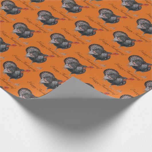 Gelukkige Thanksgiving  Turkije Tekening Cadeaupapier (Hoek)