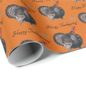 Gelukkige Thanksgiving  Turkije Tekening Cadeaupapier (Rol Hoek)