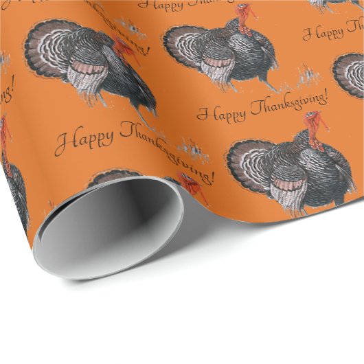 Gelukkige Thanksgiving  Turkije Tekening Cadeaupapier (Rol Hoek)