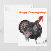 Gelukkige Thanksgiving  Turkije Tekening Feestdagenkaart (Voorkant / Achterkant)