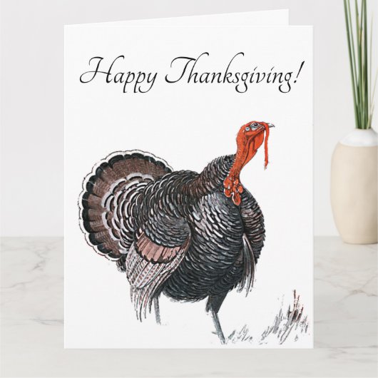 Gelukkige Thanksgiving  Turkije Tekening Kaart (Voorkant)