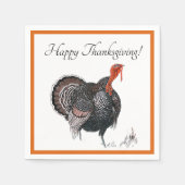 Gelukkige Thanksgiving  Turkije Tekening Servet (Voorkant)