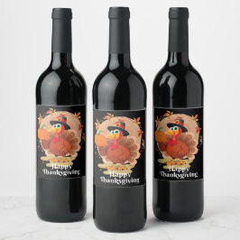 Gelukkige Thanksgiving-typografie wijnlabel Wijn Etiket
