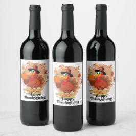 Gelukkige Thanksgiving-typografie wijnlabel Wijn Etiket