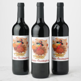 Gelukkige Thanksgiving-typografie wijnlabel Wijn Etiket