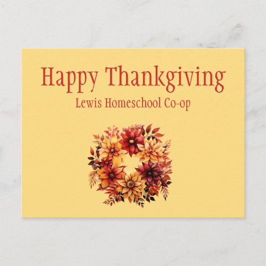 Gelukkige Thanksgiving van Homeschool Co op Briefkaart (Voorkant)