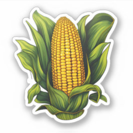 Gelukkige Thanksgiving Verse Gele en Groene Maïs Sticker