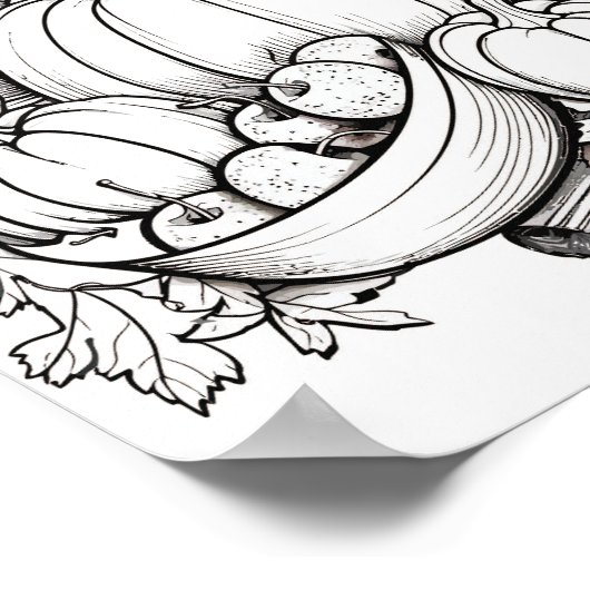 Gelukkige Thanksgiving Volwassen Kleuring Poster (Hoek)