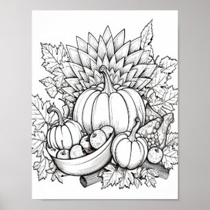 Gelukkige Thanksgiving Volwassen Kleuring Poster
