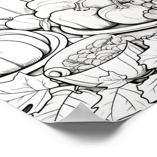 Gelukkige Thanksgiving Volwassen Kleuring Poster (Hoek)