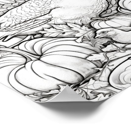 Gelukkige Thanksgiving Volwassen Kleuring Poster (Hoek)